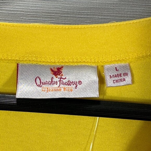 Quacker Factory Sweater Womens Large Yellow Cotton Cardigan Jeweled Snaps NEW - Picture 3 of 8